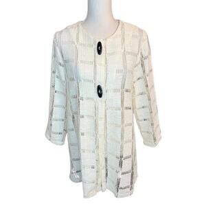 Yushi cream lace jacket minimalist neutral crochet minimalist casual blazer
